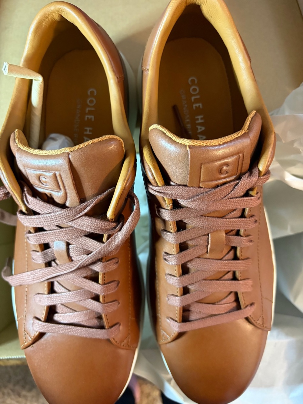 Cole Haan Grandpro Chestnut Leather Low-Top Sneakers